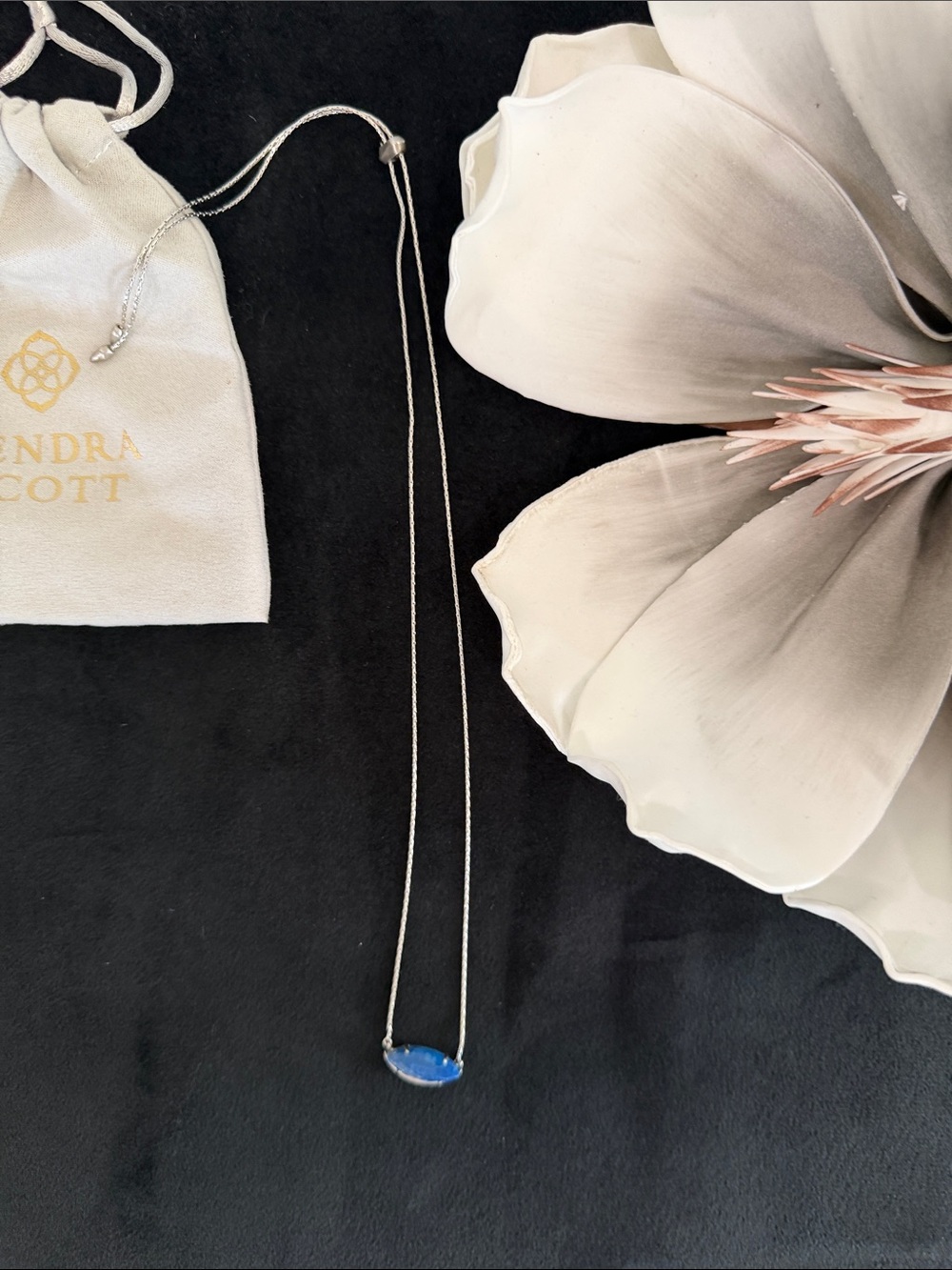 Kendra Scott Silver Tone Necklace with Blue Pendant